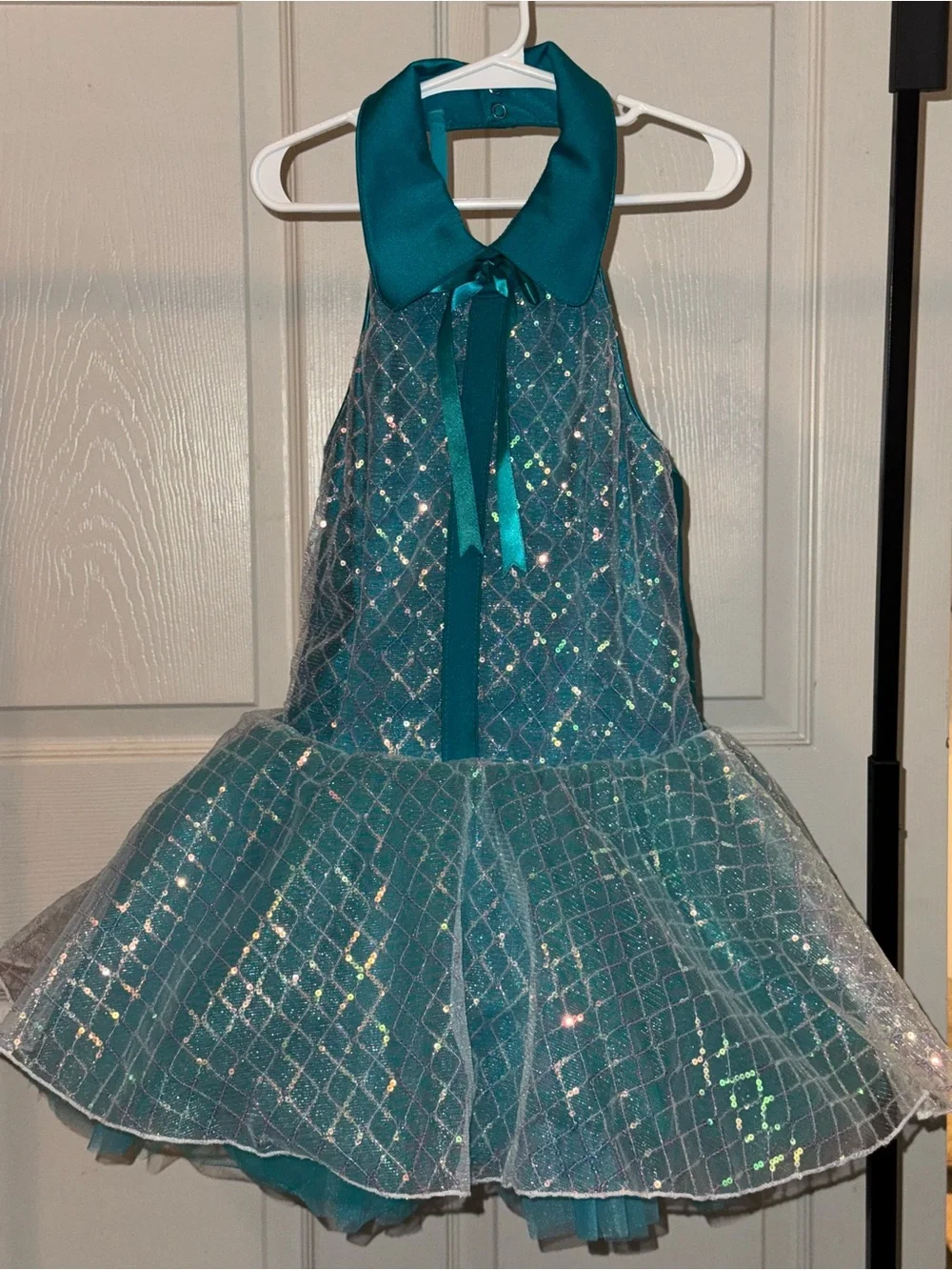 Girls' Teal Dance Tutu Costume with Ribbon Collar